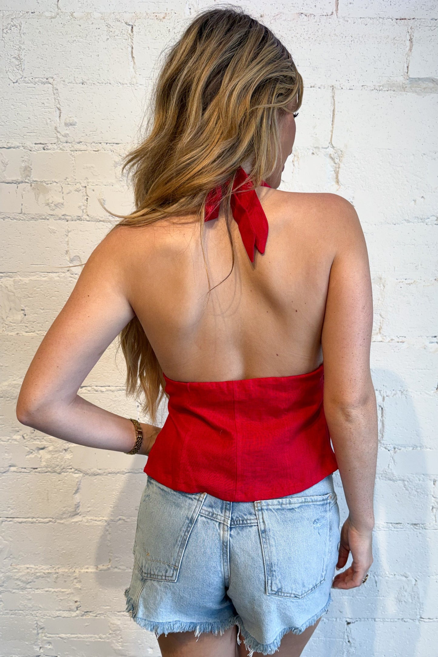 Charlie Halter Linen Top