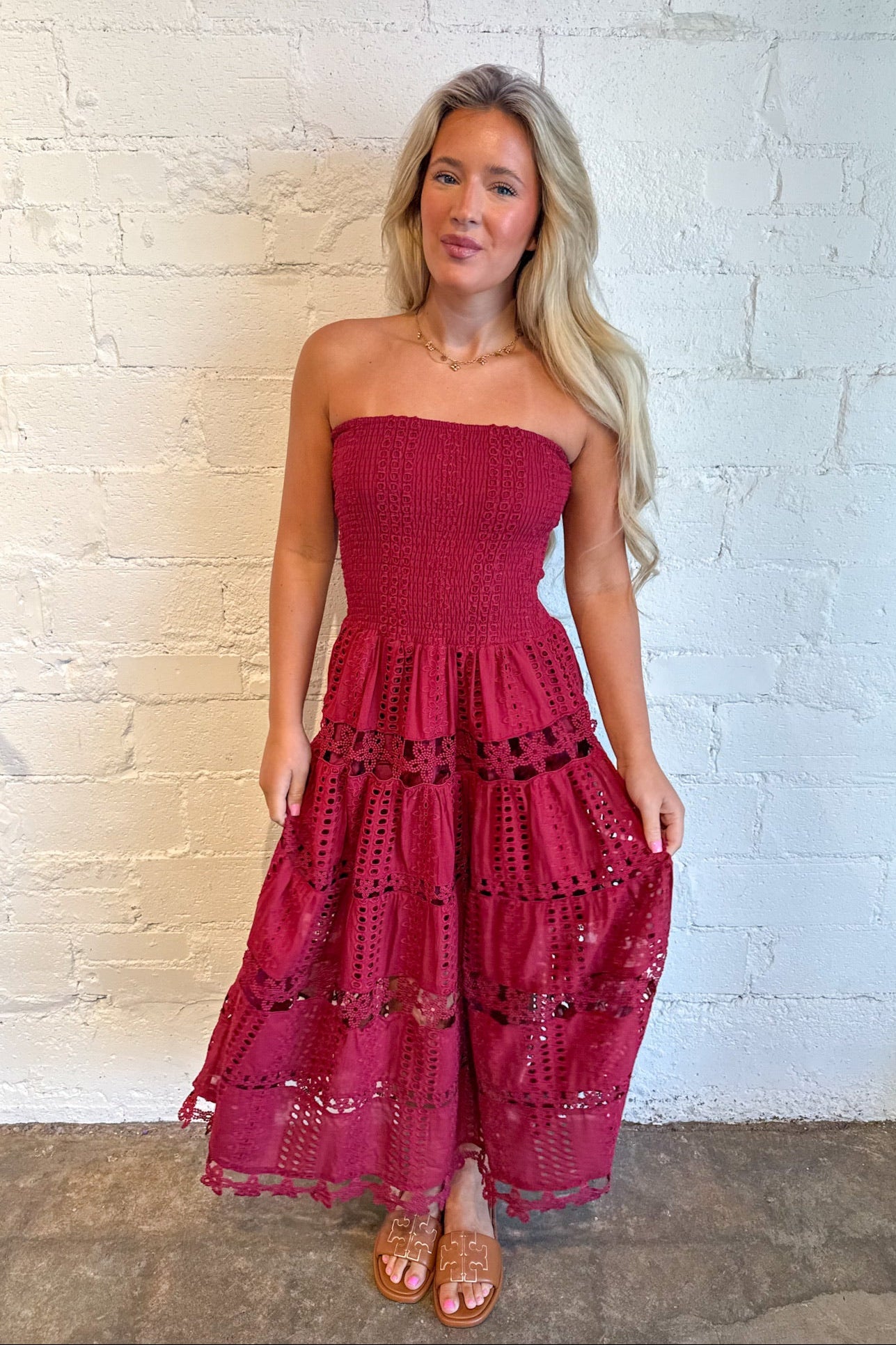Evelyn Eyelet Maxi Dress