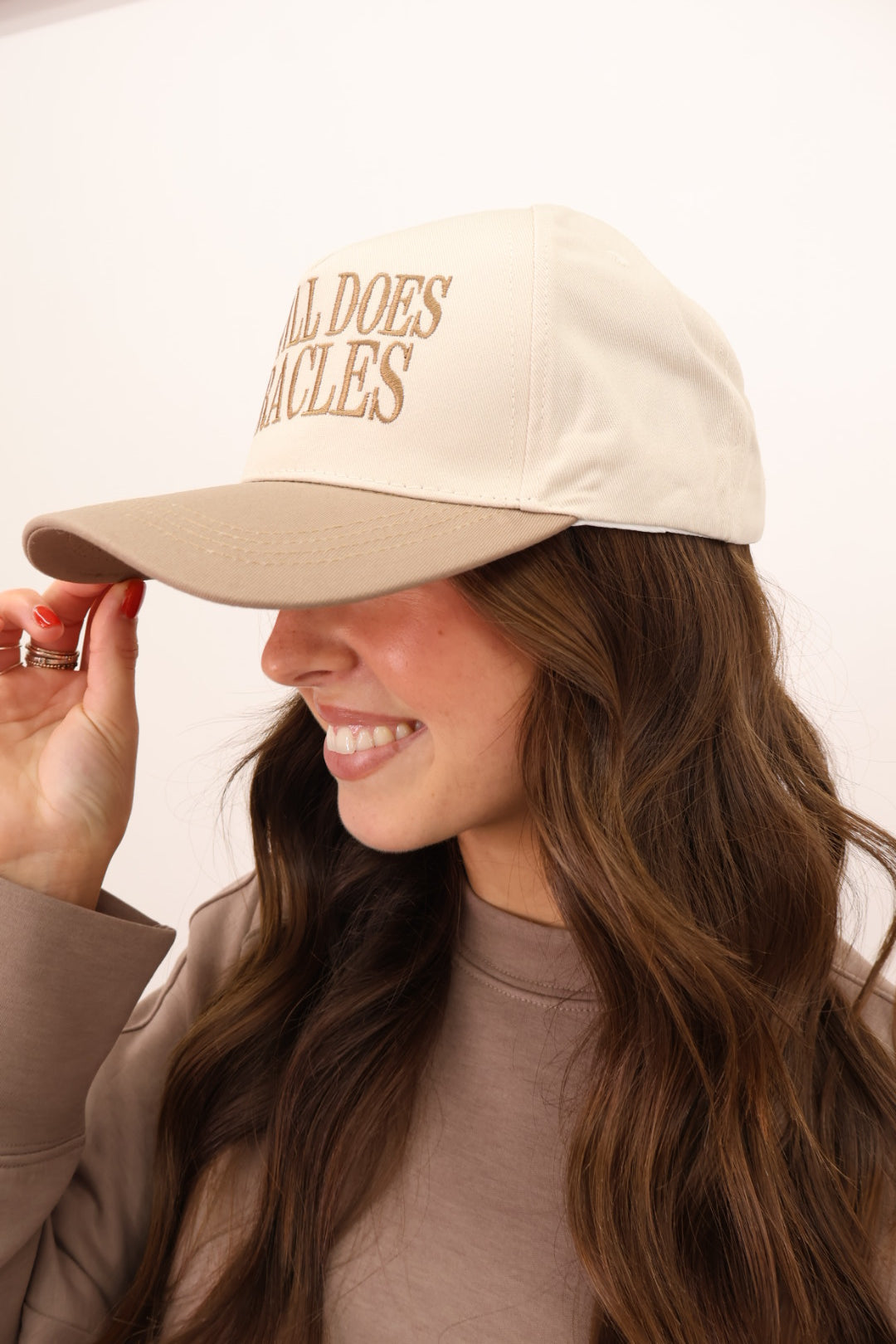 He Still Does Miracles Embroidered Cap - Tan