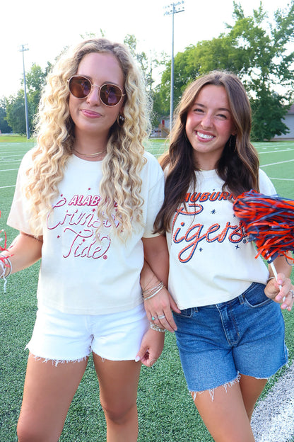 Embroidered Alabama Crimson Tide Boxy Crop Tee