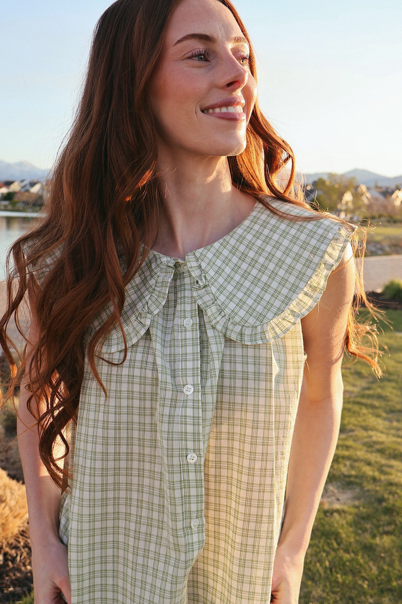 Eloise Plaid Tank with Collar