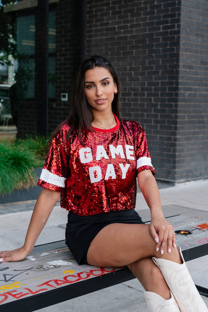 Game Day Sequin Crop Top