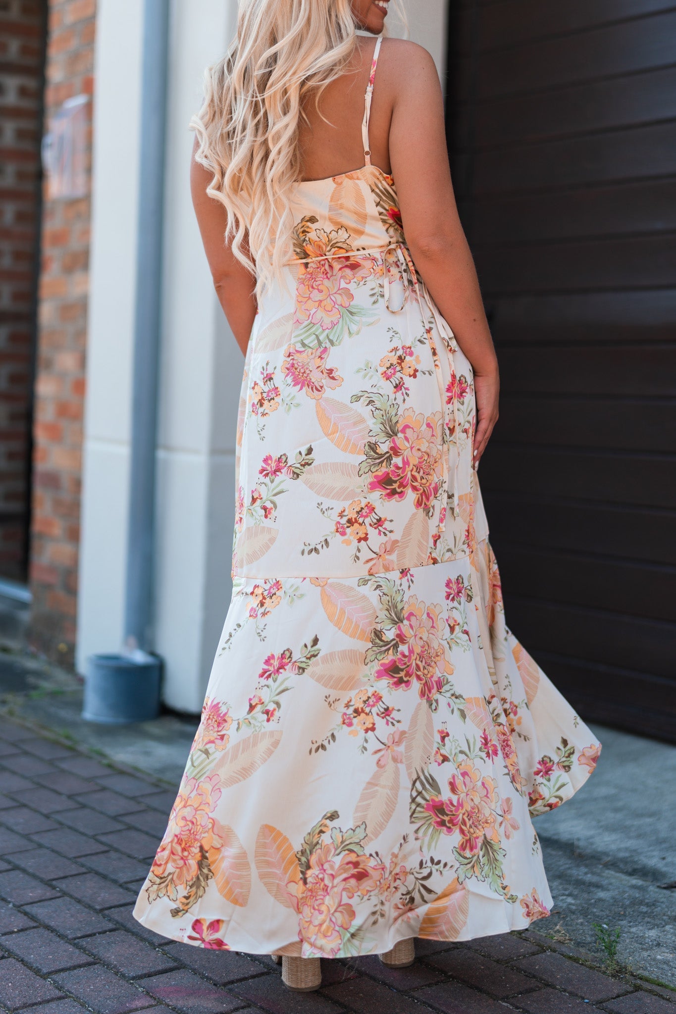 Golden Floral Wrap Dress FINAL SALE