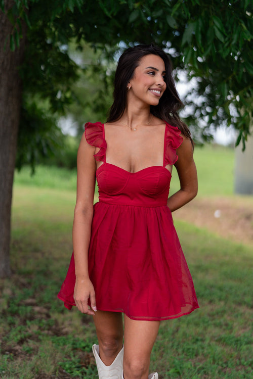 Cutie Bustier Mini Dress (Red)