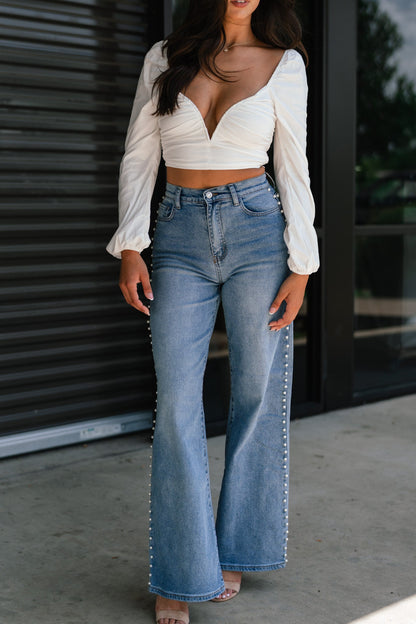 Elliot Deep V Blouse (Ivory)