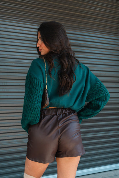 Adele Faux Leather Shorts (Brown) FINAL SALE