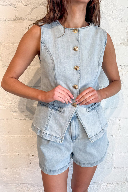 Denim Paperbag Shorts