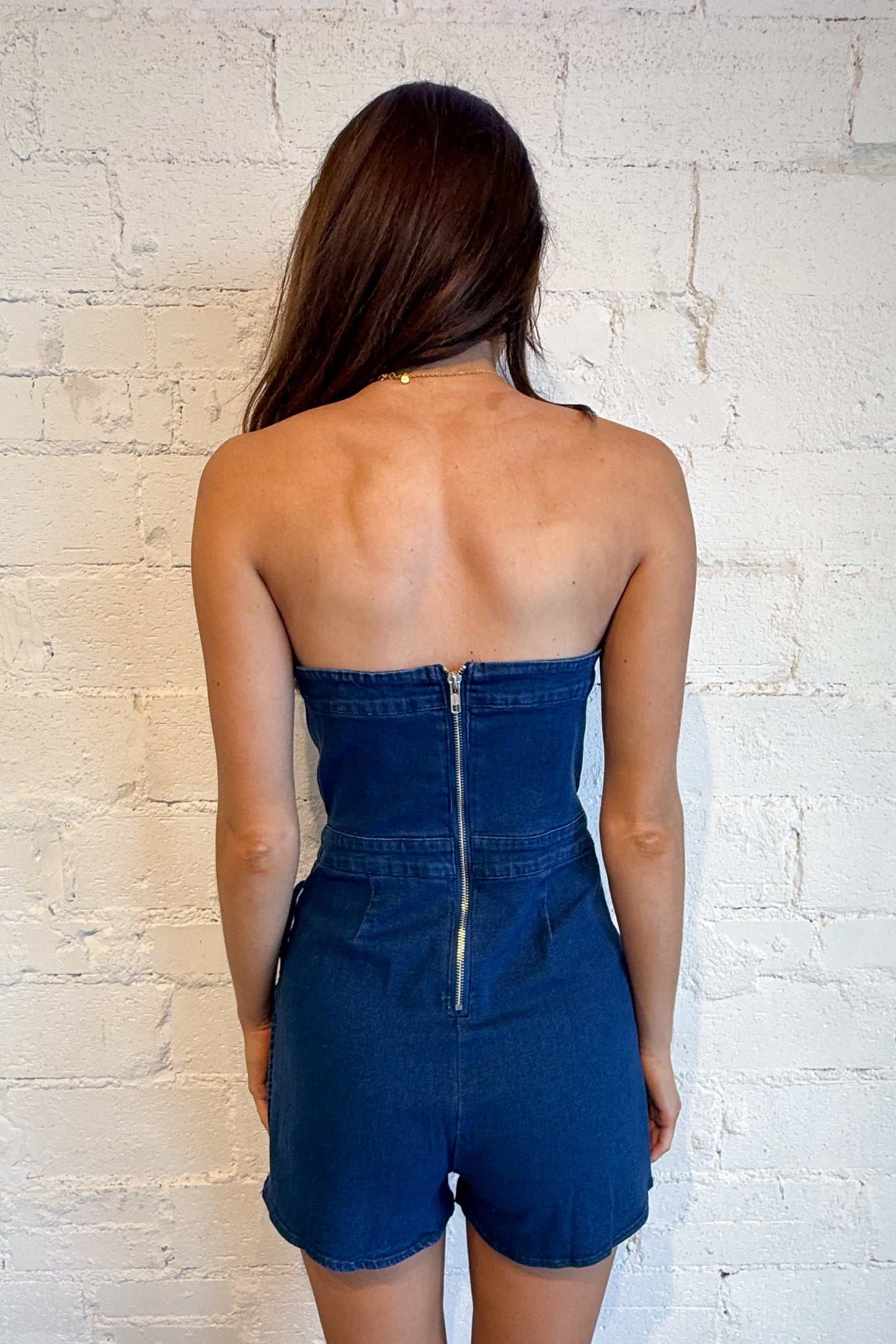 Sarah Strapless Denim Romper