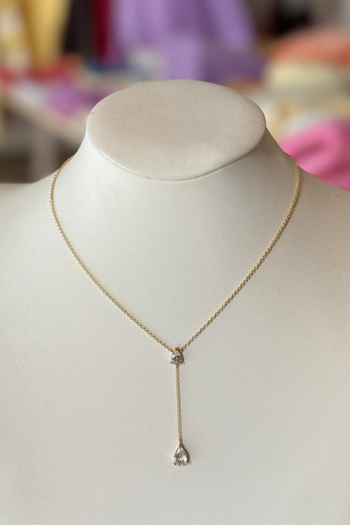 Double Diamond Drop Necklace