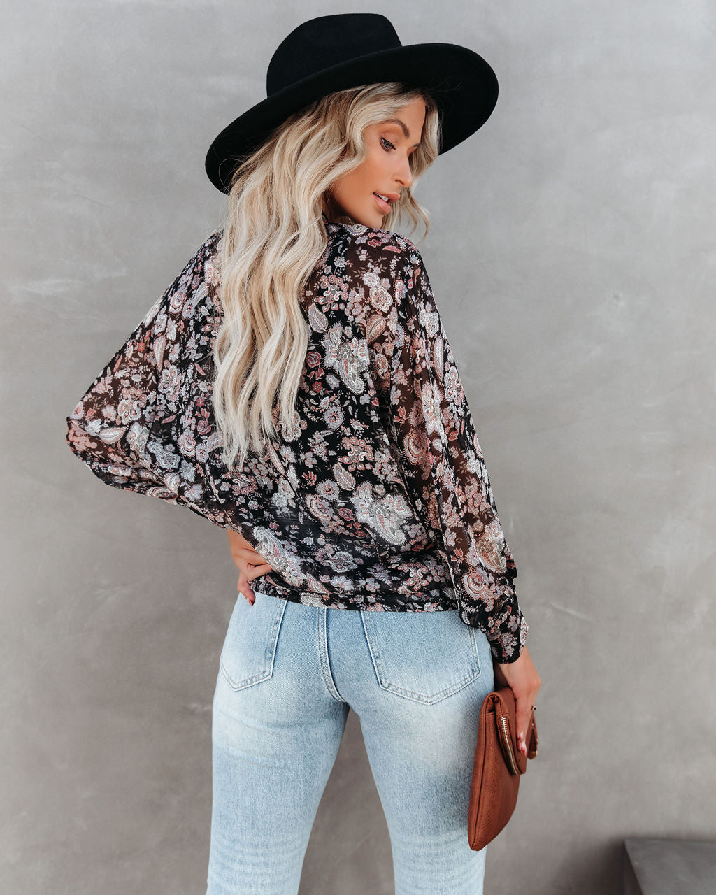Drop Everything Printed Chiffon Tie Top