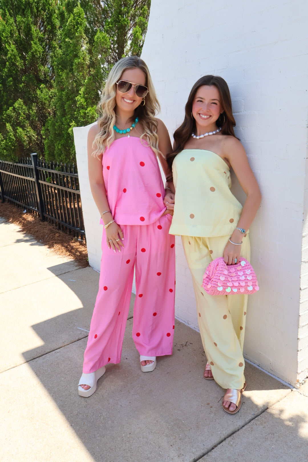 Sweet Spot Polka Dot Pants Set - Pink