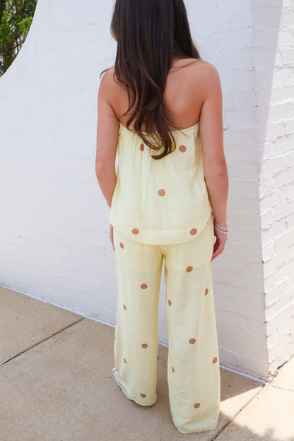 Sweet Spot Polka Dot Pants Set - Lemon