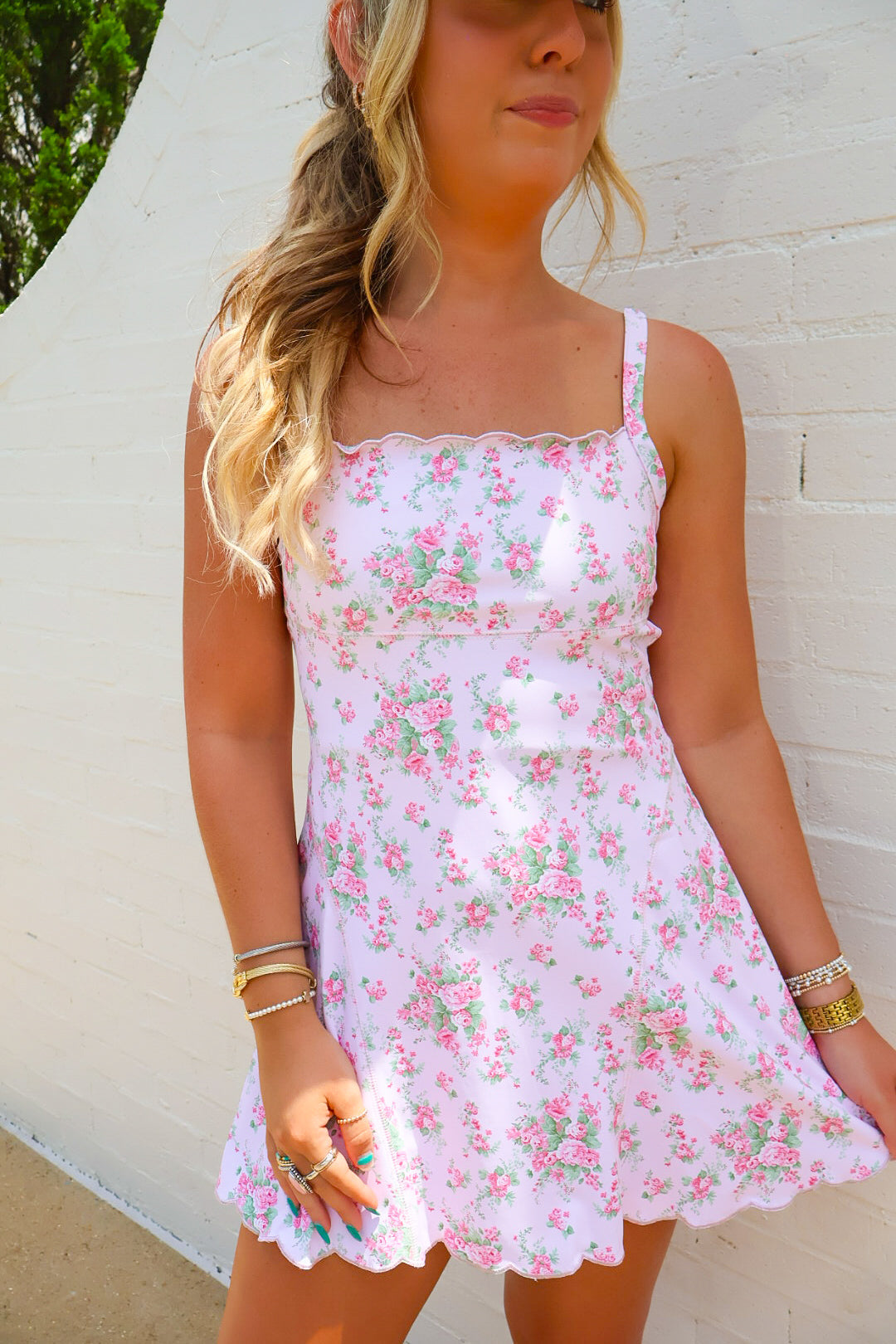 Pink Floral Athletic Dress
