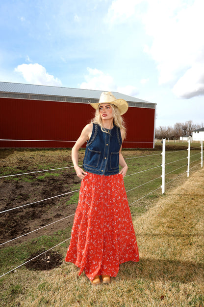 Dahlia Floral Maxi in Red
