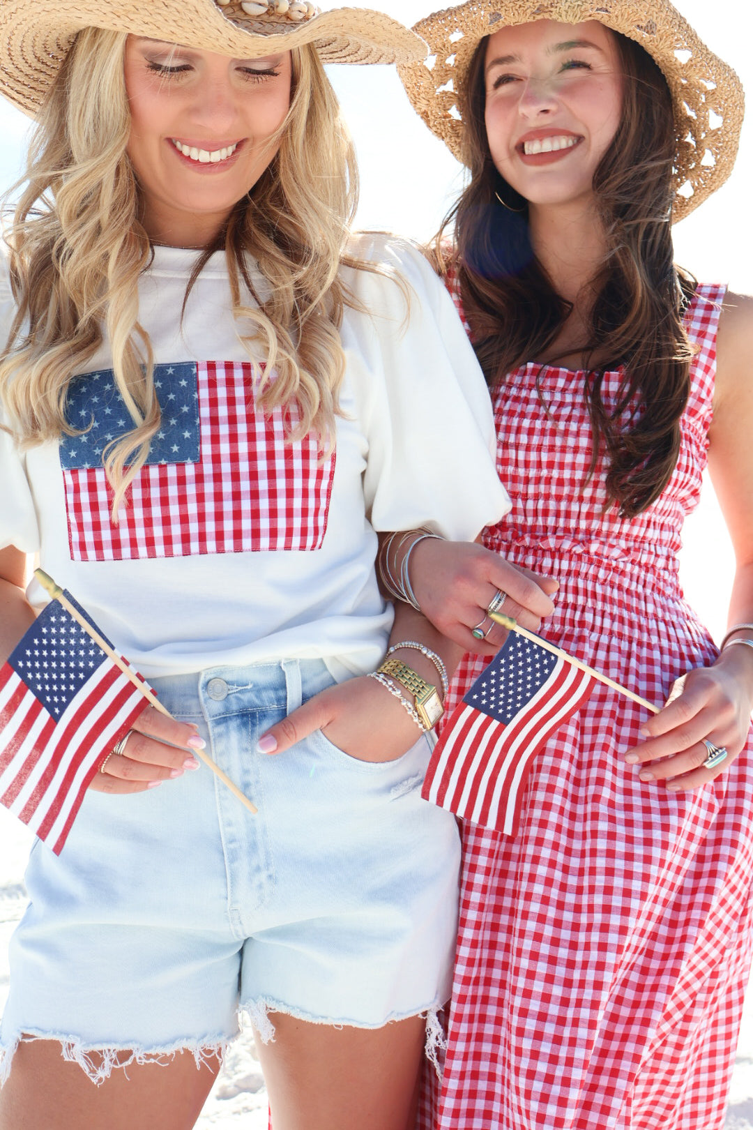 Red Gingham Midi Dress