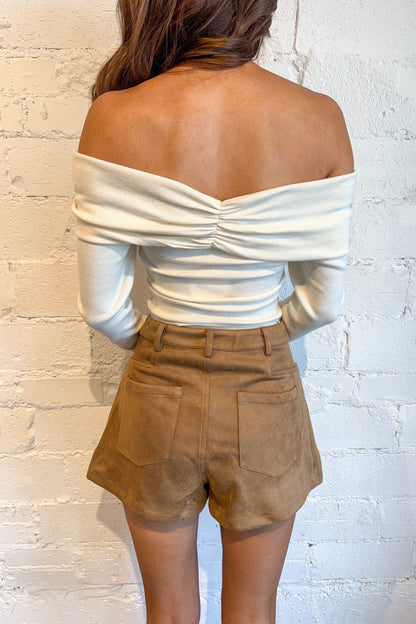 Elani Suede Fit & Flare Shorts