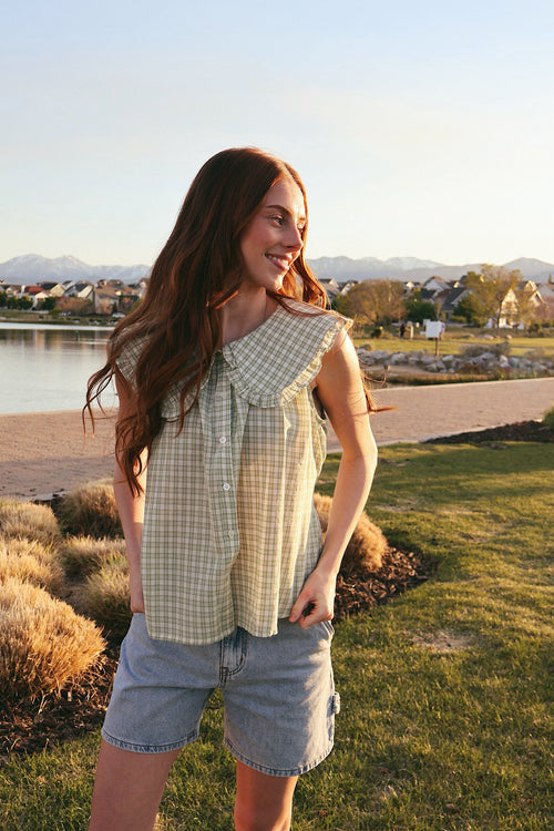 Eloise Plaid Tank with Collar