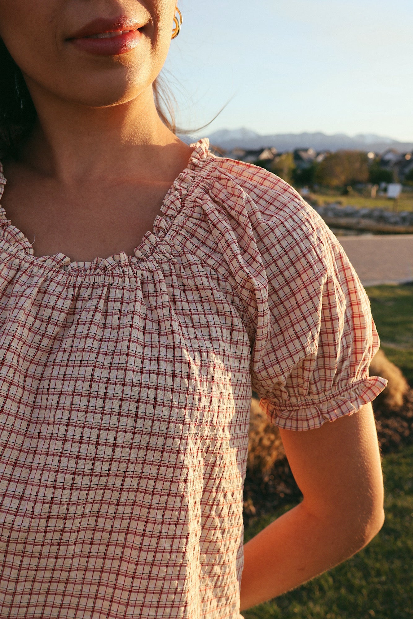 Bonnie Seersucker Plaid Blouse