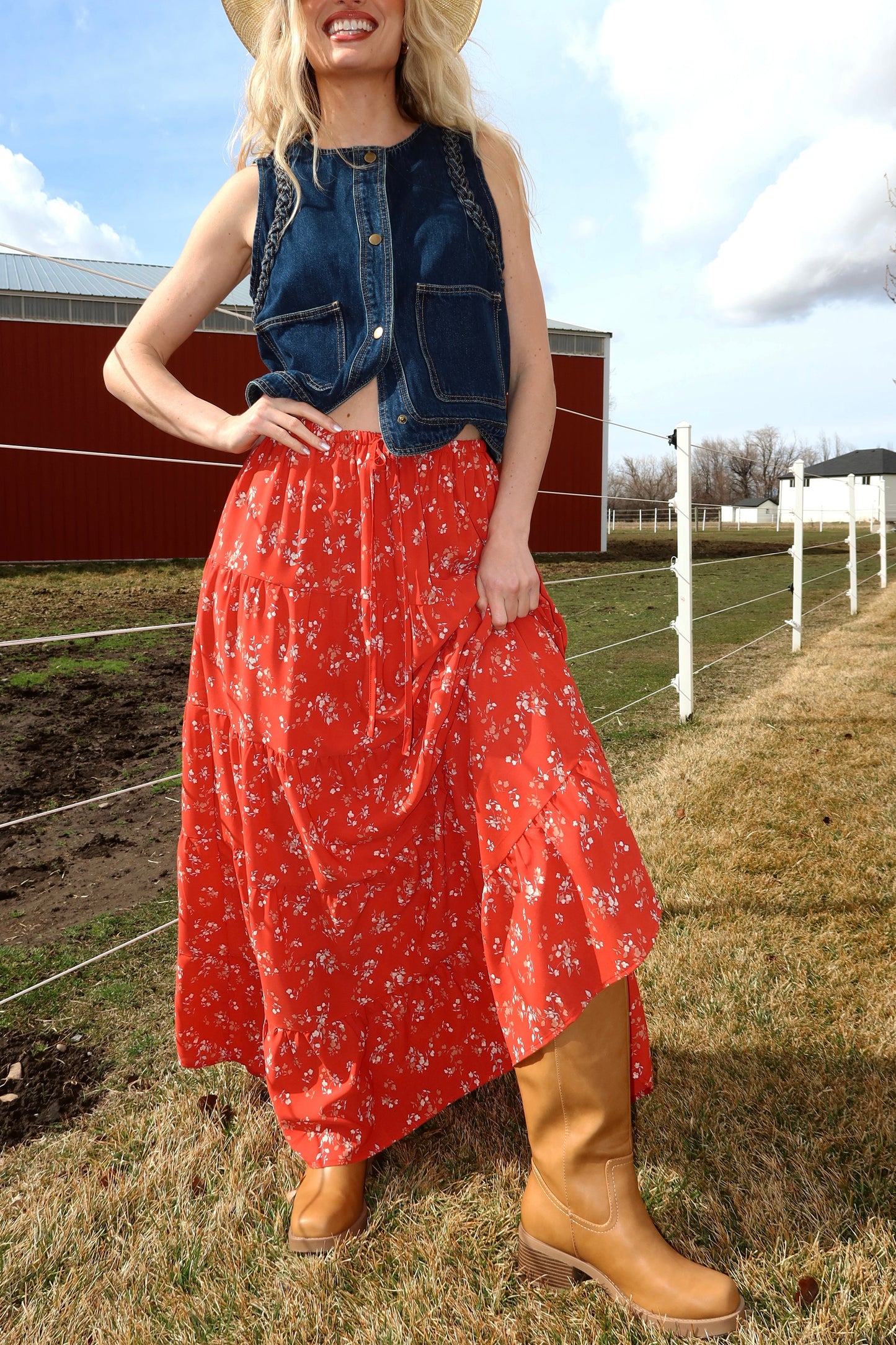 Dahlia Floral Maxi in Red