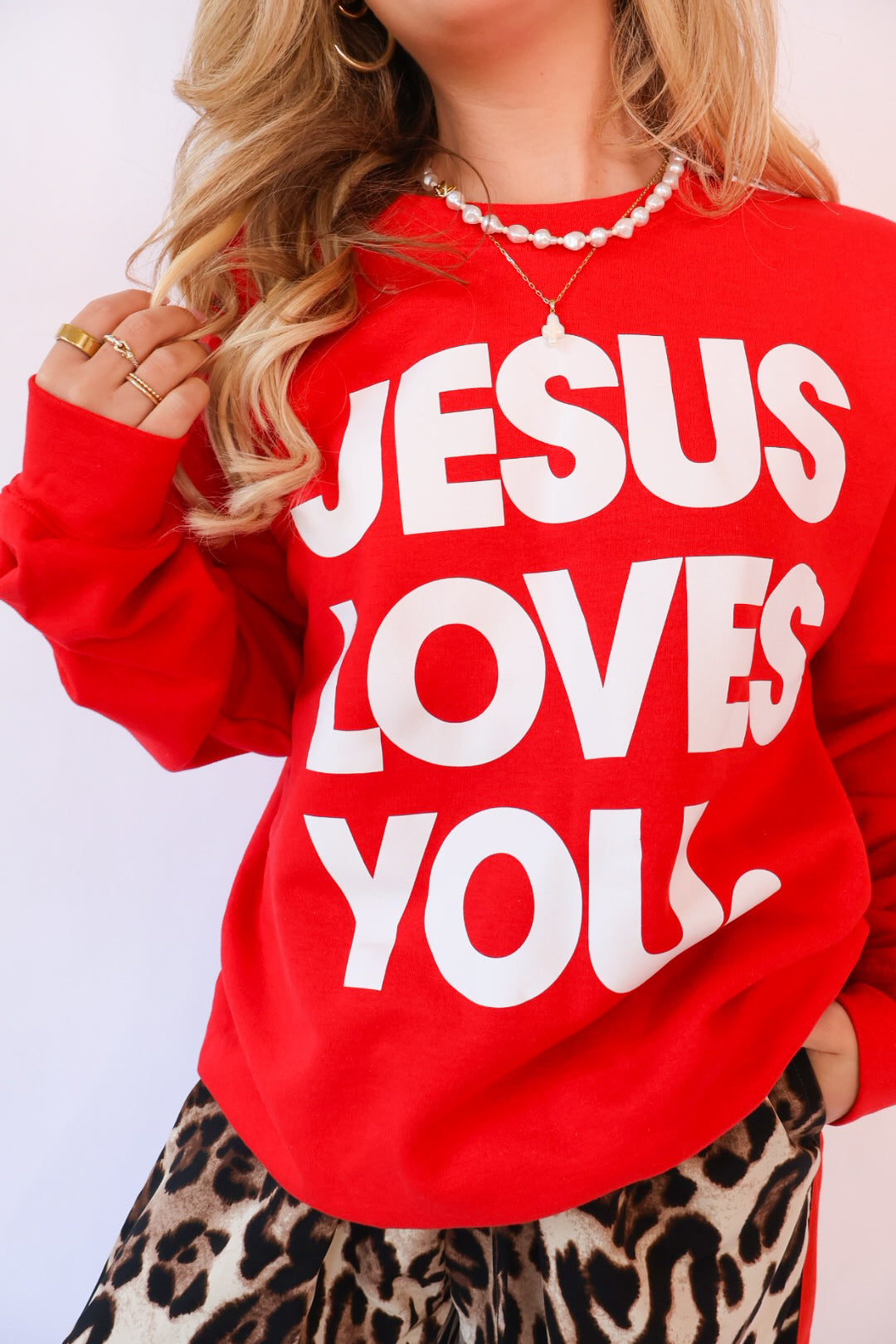 Jesus Loves You Sweatshirt - Red