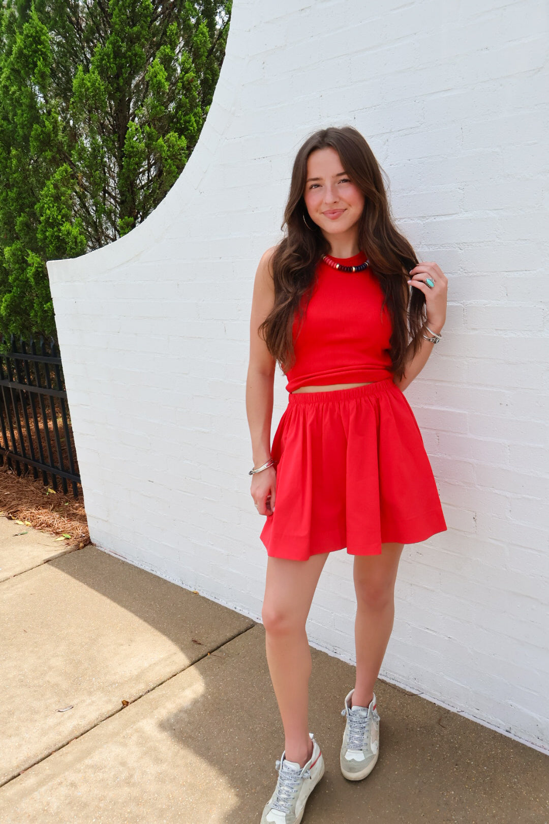 Tank + Flared Skirt Set - Red