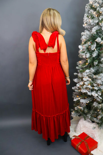 Red Velvet Midi Dress