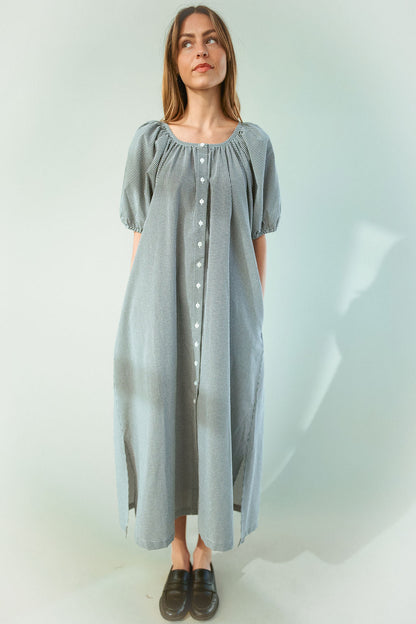Eliza Gingham Maxi Dress in Black