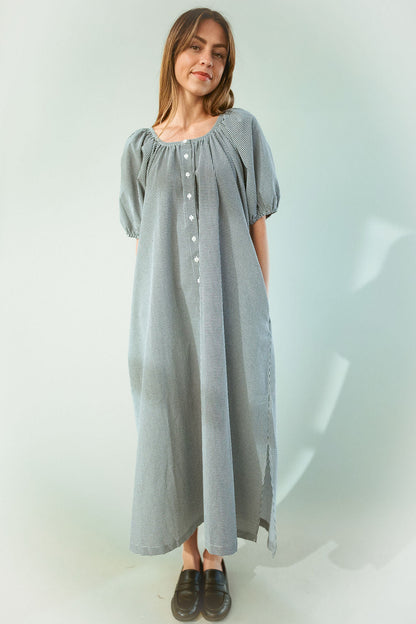 Eliza Gingham Maxi Dress in Black