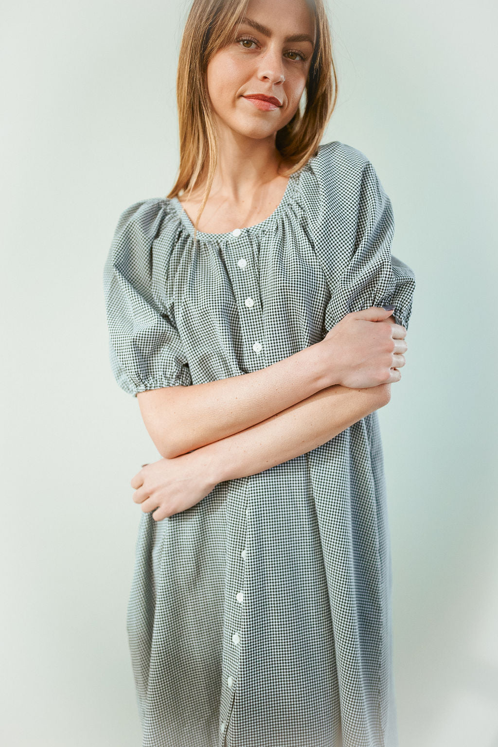 Eliza Gingham Maxi Dress in Black