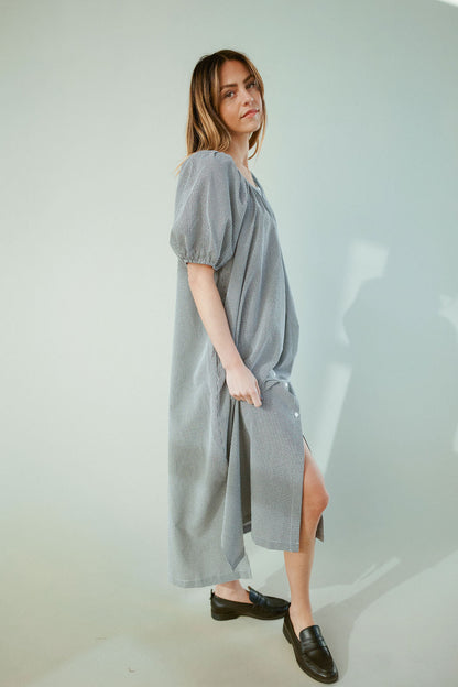 Eliza Gingham Maxi Dress in Black