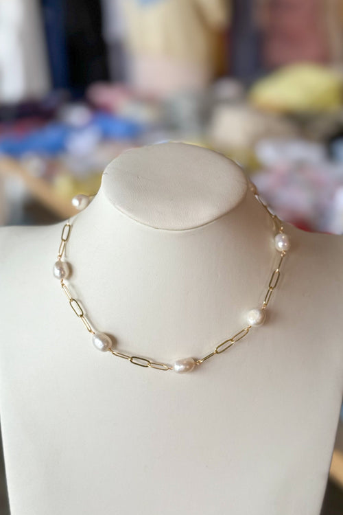 Freshwater Pearl Chain Link Necklace