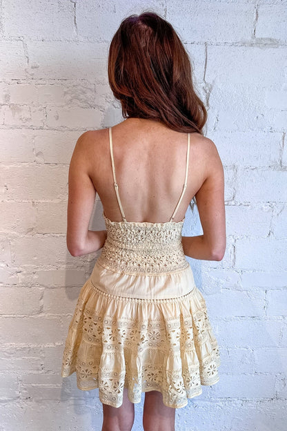 Golden Petals Mini Dress