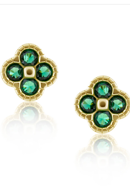 Gracie CZ Clover Studs Turquoise