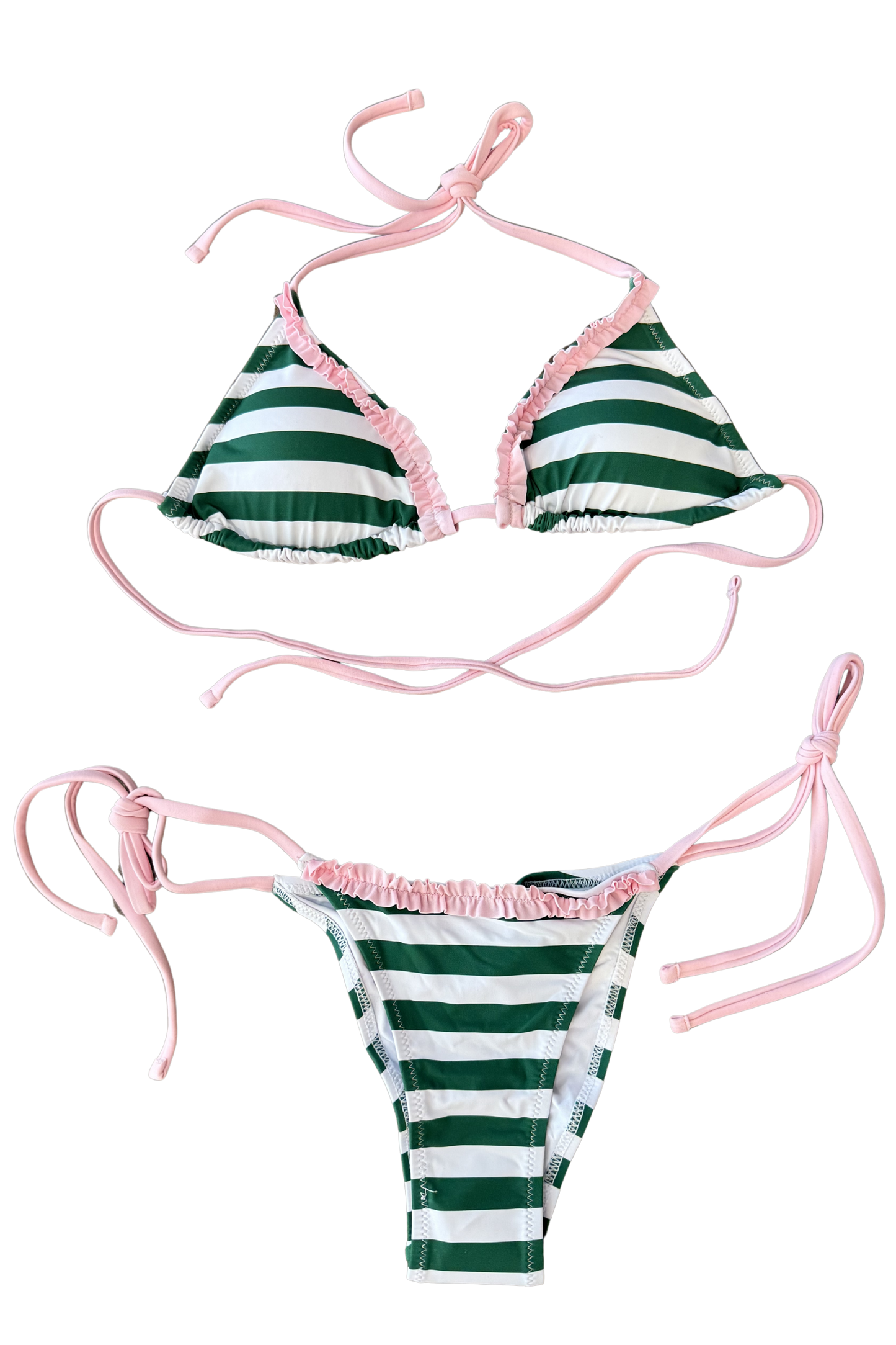 Green Stripe Bikini Top