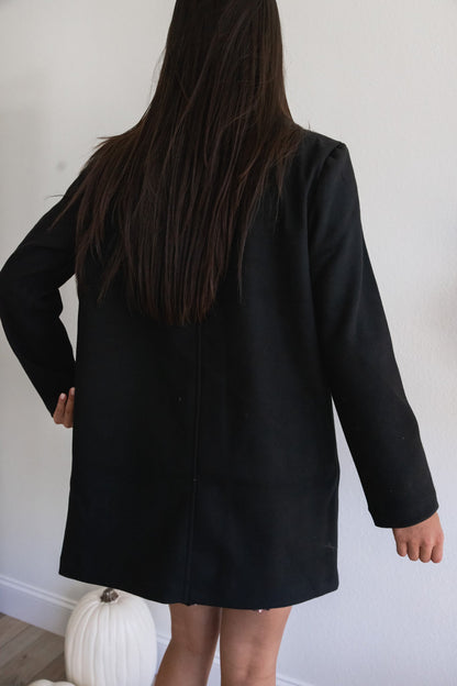 Keep Me Warm Lapel Trench Coat (Black)