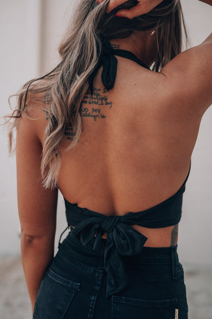 Emi Halter Crop Top (Black) FINAL SALE