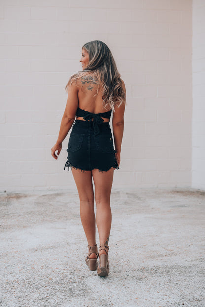 Emi Halter Crop Top (Black) FINAL SALE