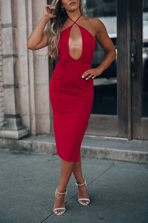 Indeyah Midi Dress (Wine)