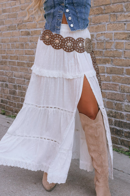 Abby Tiered Maxi Skirt (Ivory)