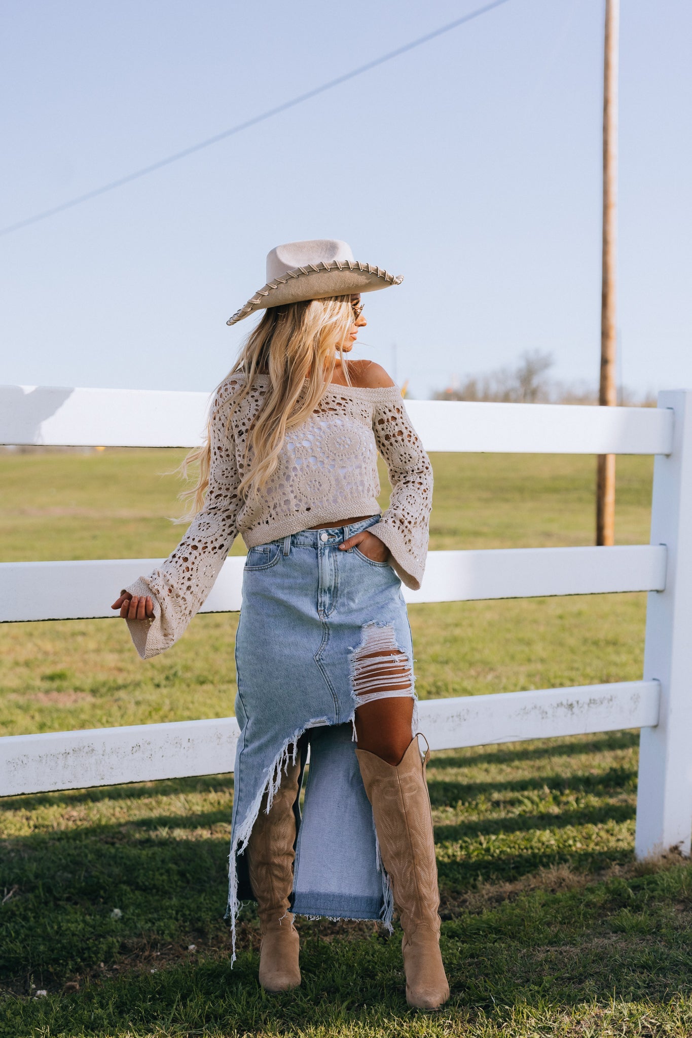 Eva Crochet Knit Off Shoulder Top
