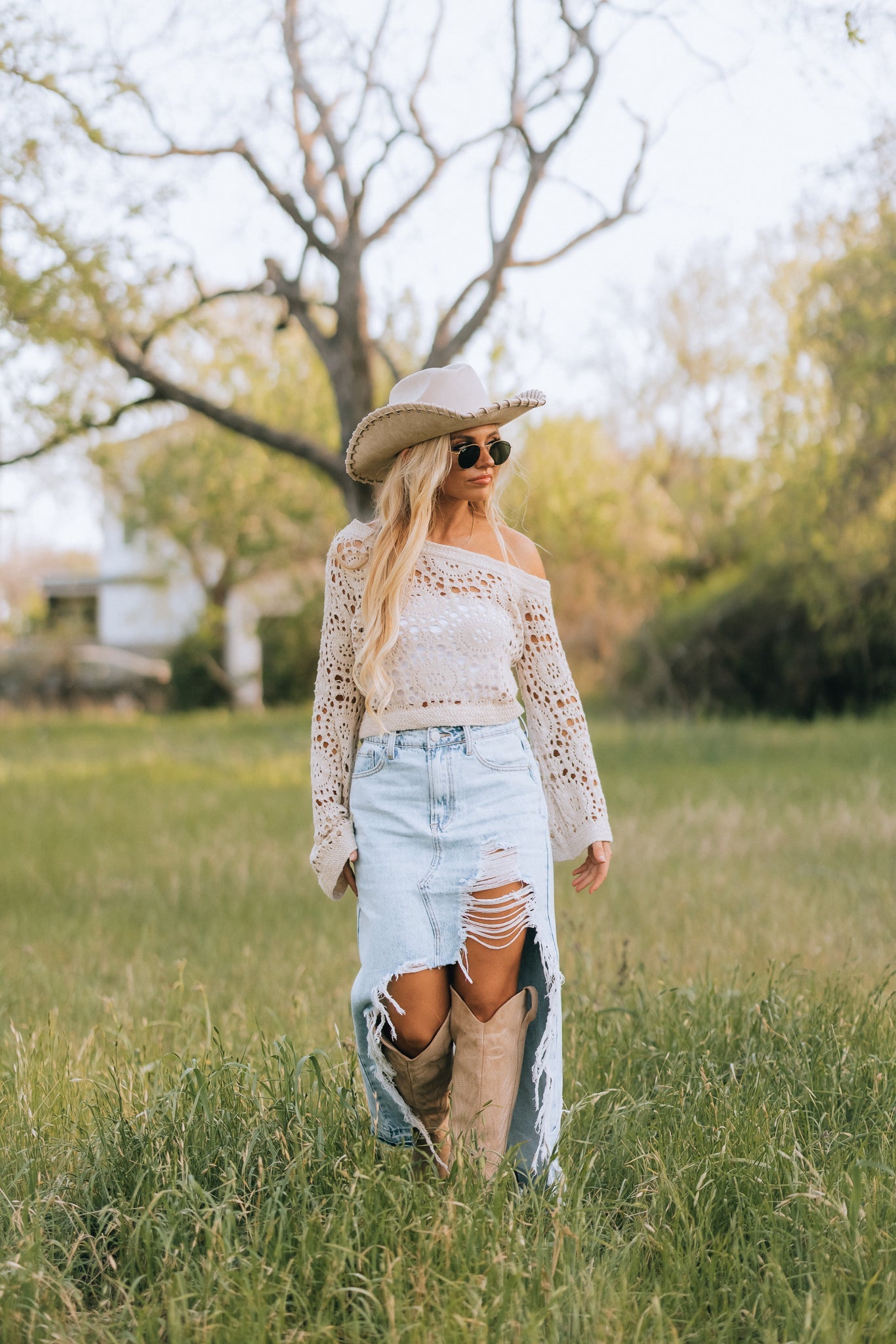 Eva Crochet Knit Off Shoulder Top