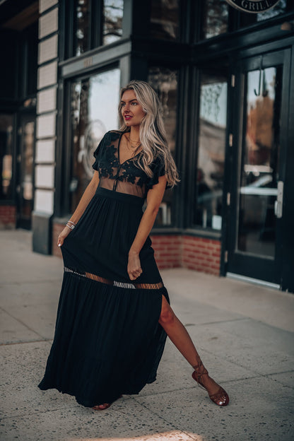 Skylar Embroidered Maxi Dress (Black) FINAL SALE