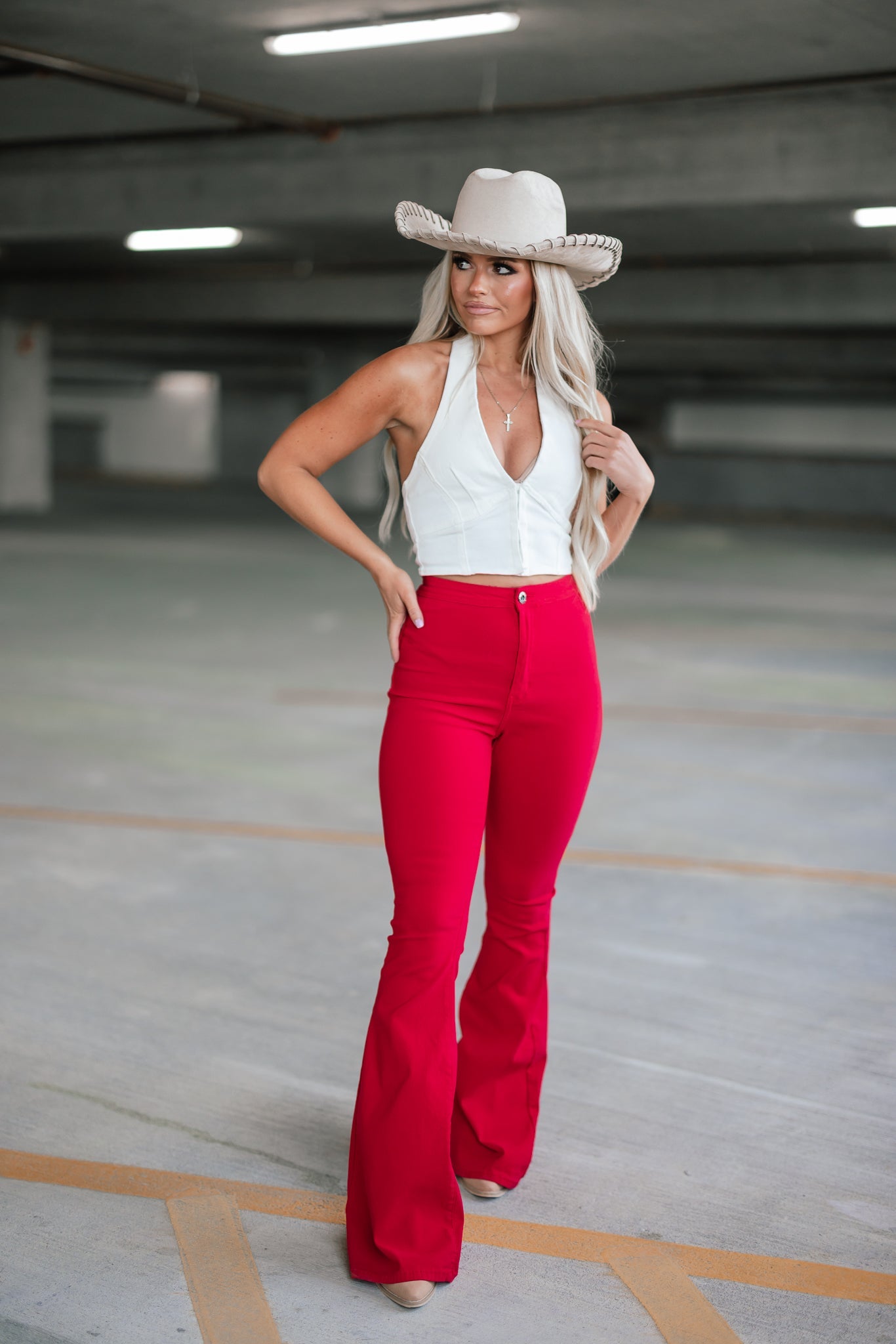 Knox Flare Jeans (Red)