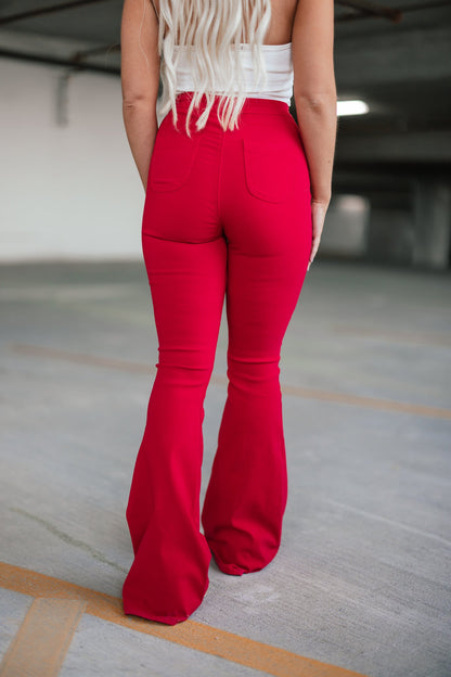 Knox Flare Jeans (Red)