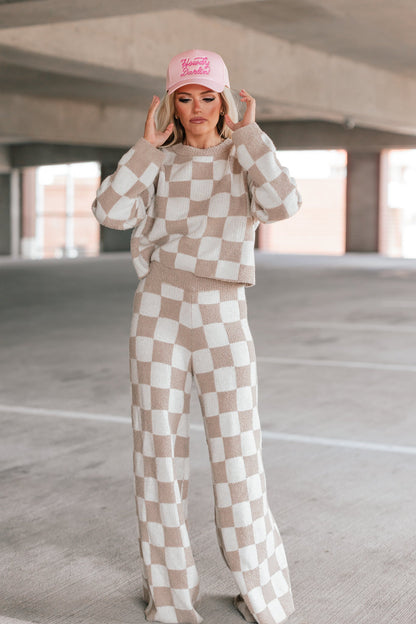Checkerboard Knit Sweater Set