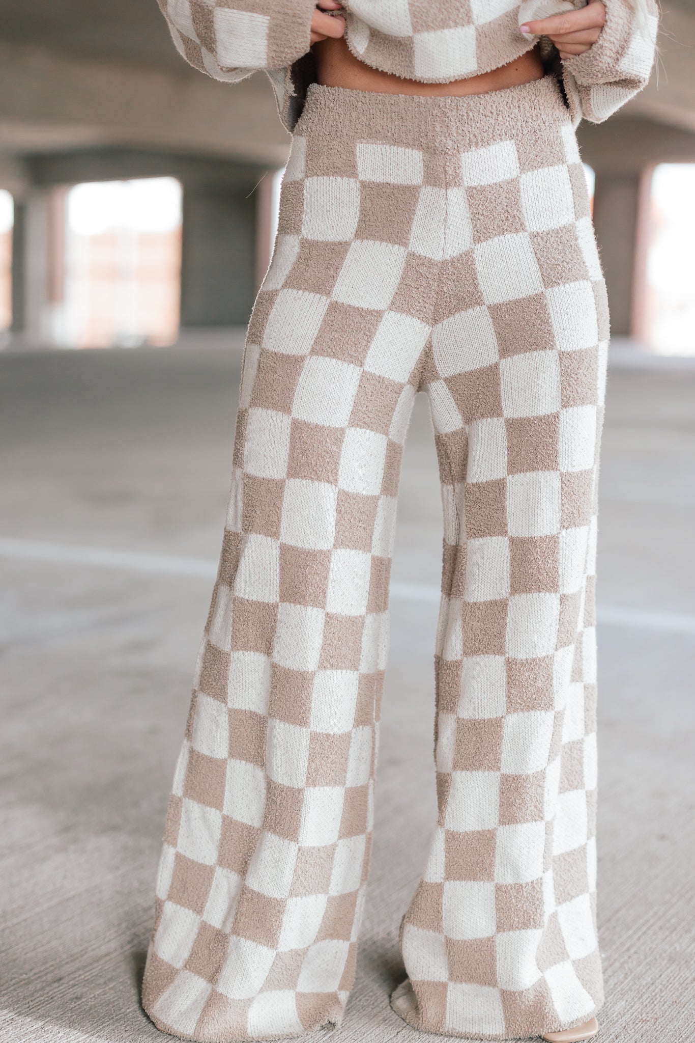 Checkerboard Knit Sweater Set