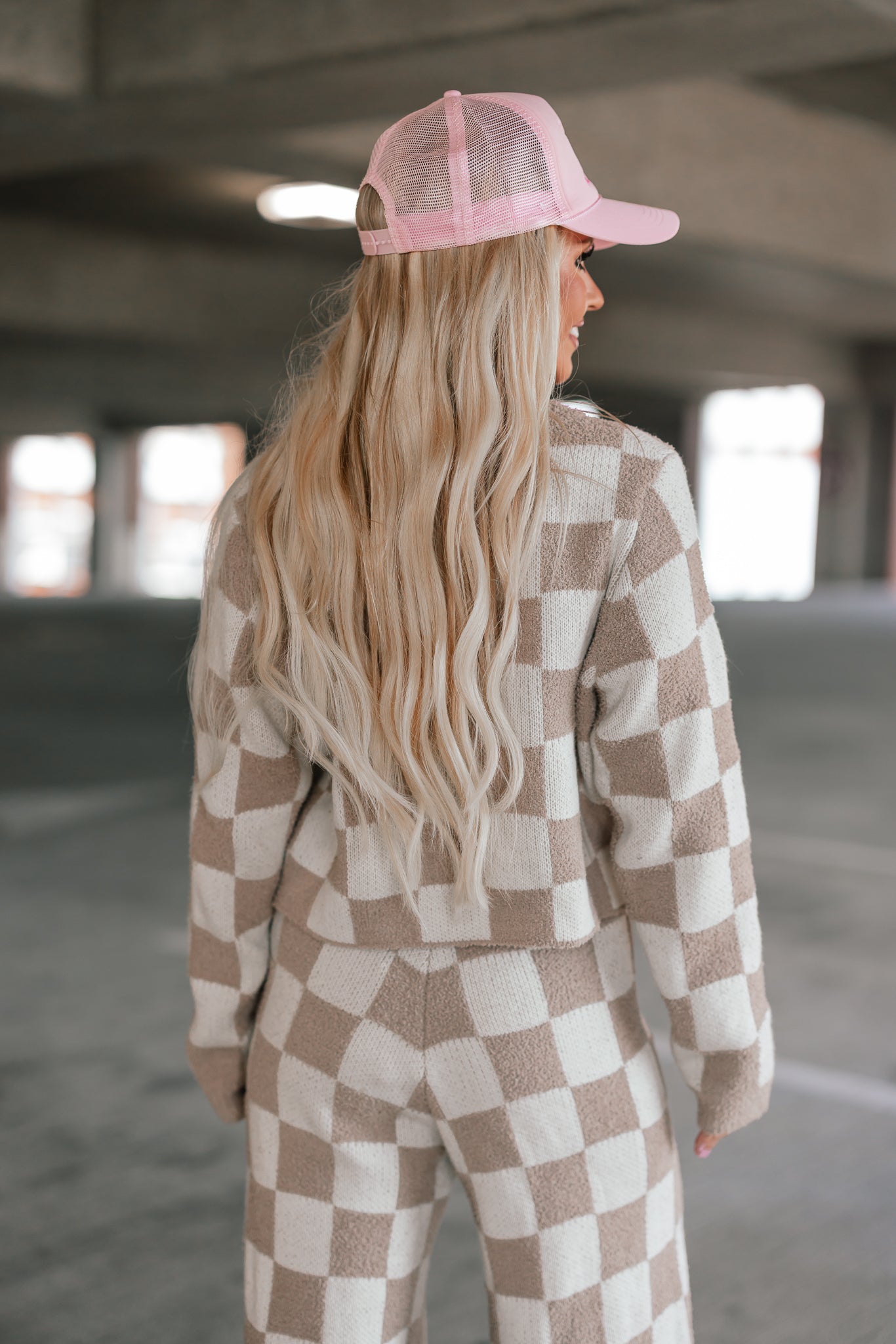 Checkerboard Knit Sweater Set
