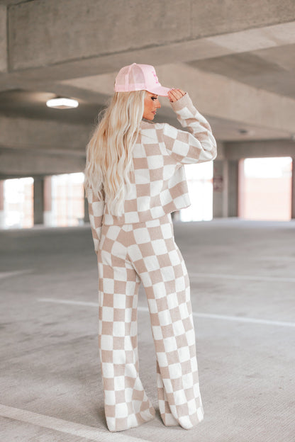 Checkerboard Knit Sweater Set