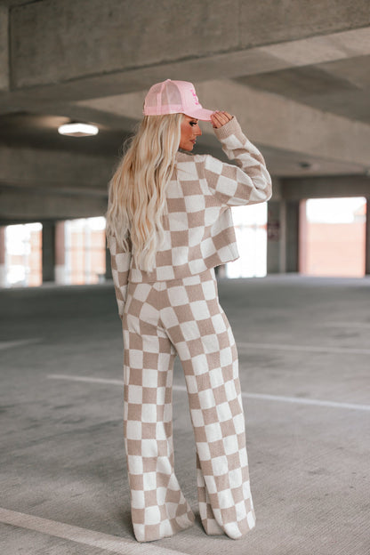 Checkerboard Knit Sweater Set