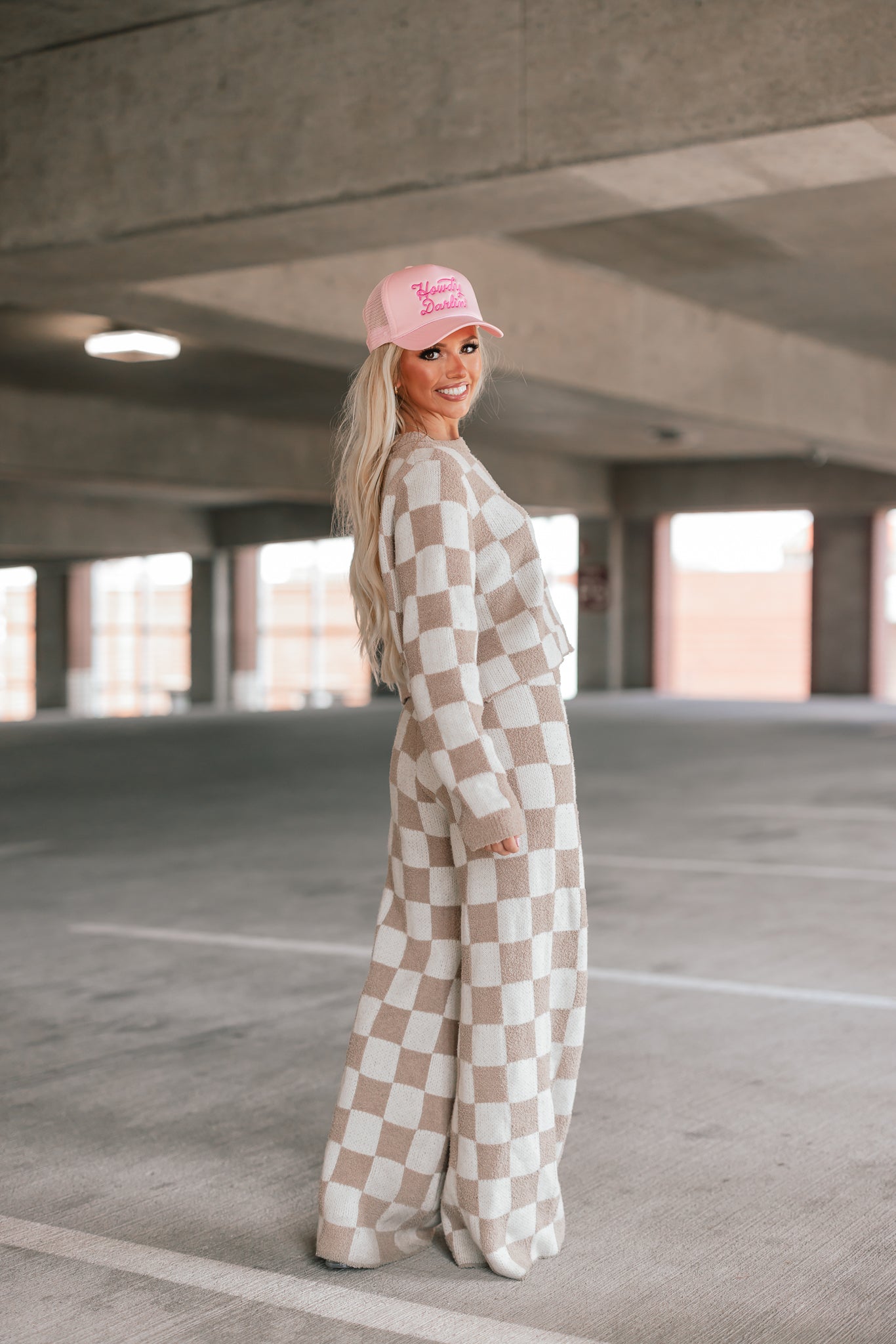 Checkerboard Knit Sweater Set
